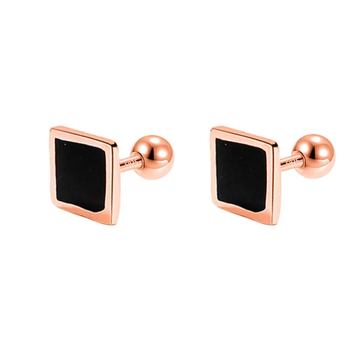 Aretes Geométricos con Esmalte Negro