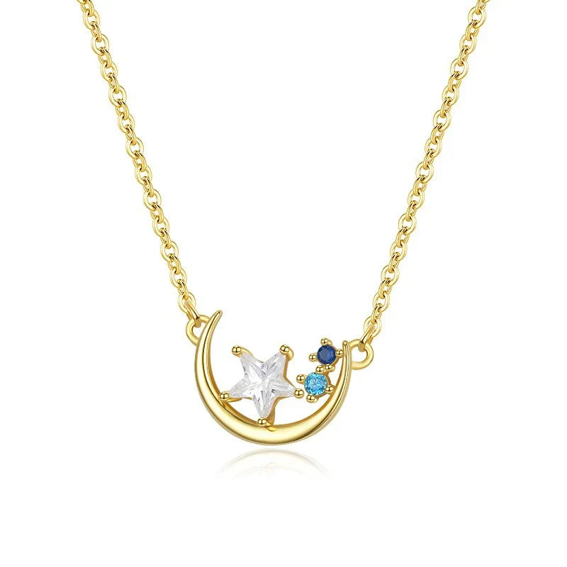 Collar Luna y Estrella con Zirconias de Colores