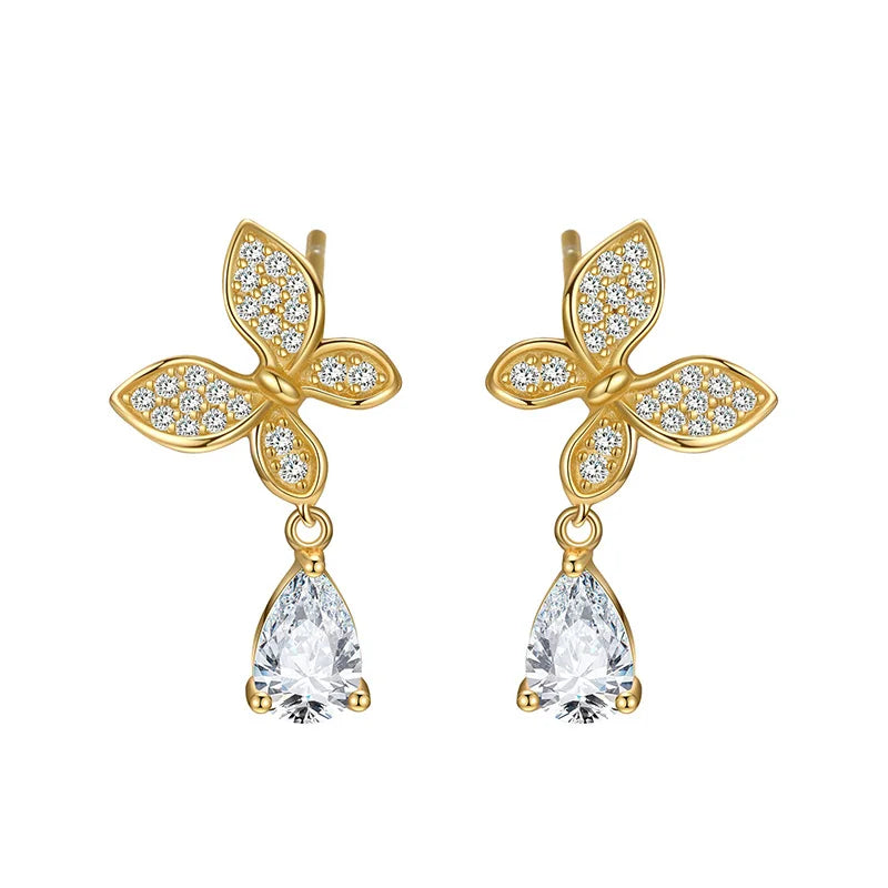 Aretes Colgantes Mariposa con Zirconias
