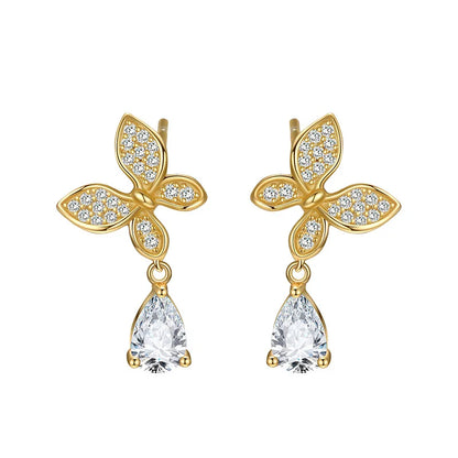 Aretes Colgantes Mariposa con Zirconias