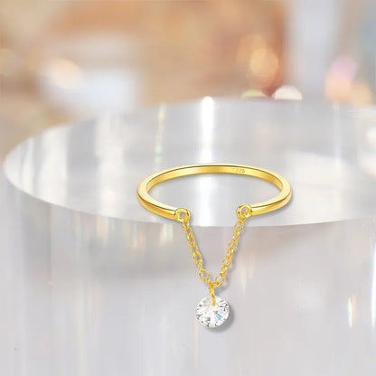 Anillo Abierto de Cadena con Zirconias