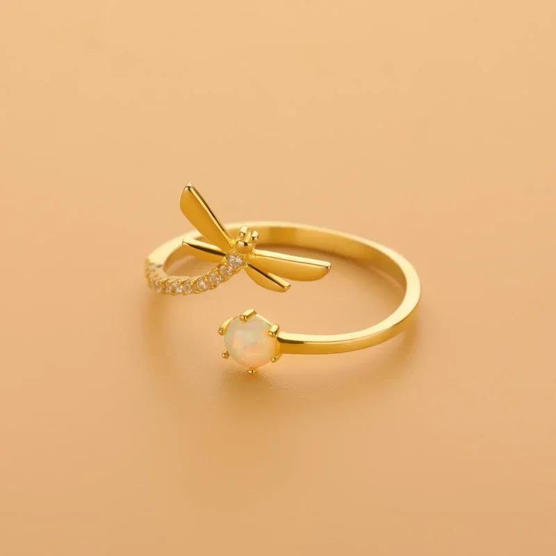 Anillo Libélula con Zirconias Ajustable