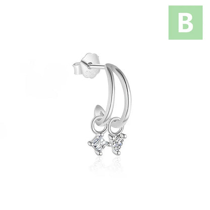 Arete de Clip Luna y Estrella con Zirconias