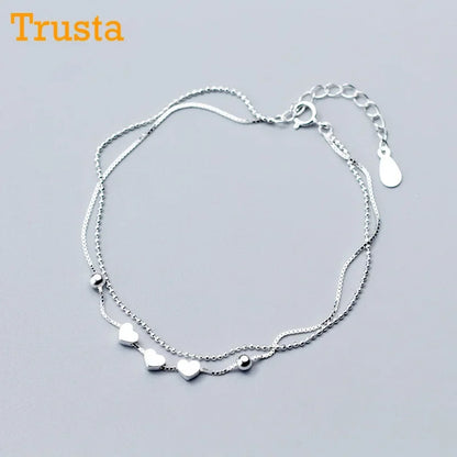 Pulsera Doble Capa Bolitas y Corazón