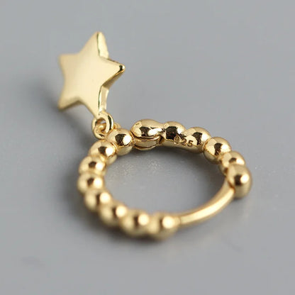 Arracadas con Bolita y Estrella Colgante