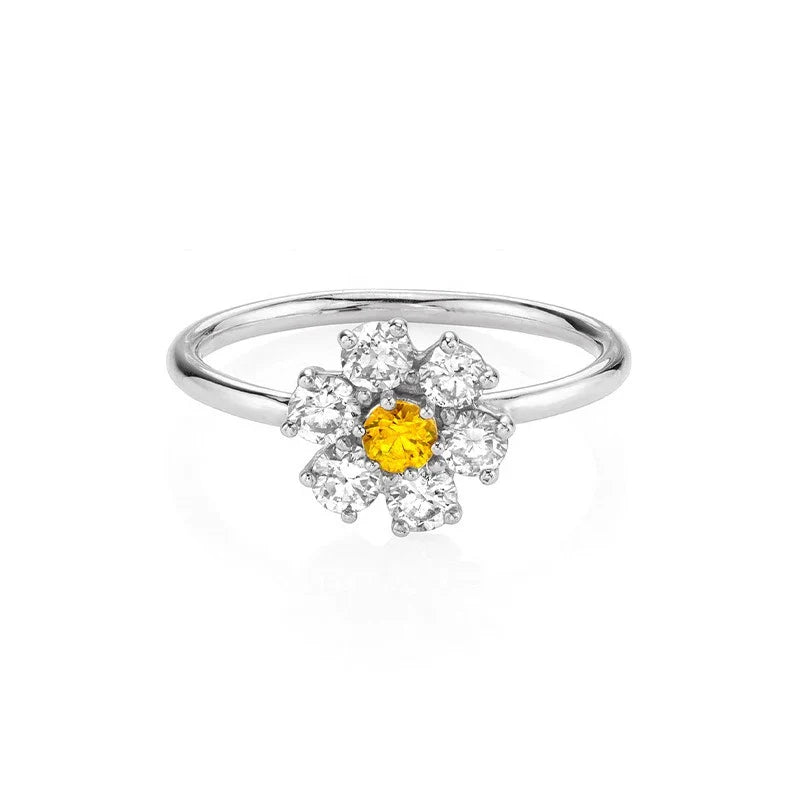 Anillo Flor Bicolor con Zirconias de Color