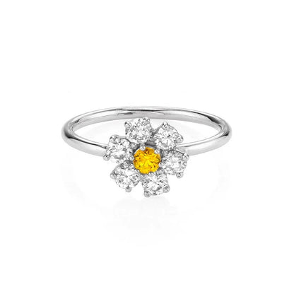 Anillo Flor Bicolor con Zirconias de Color