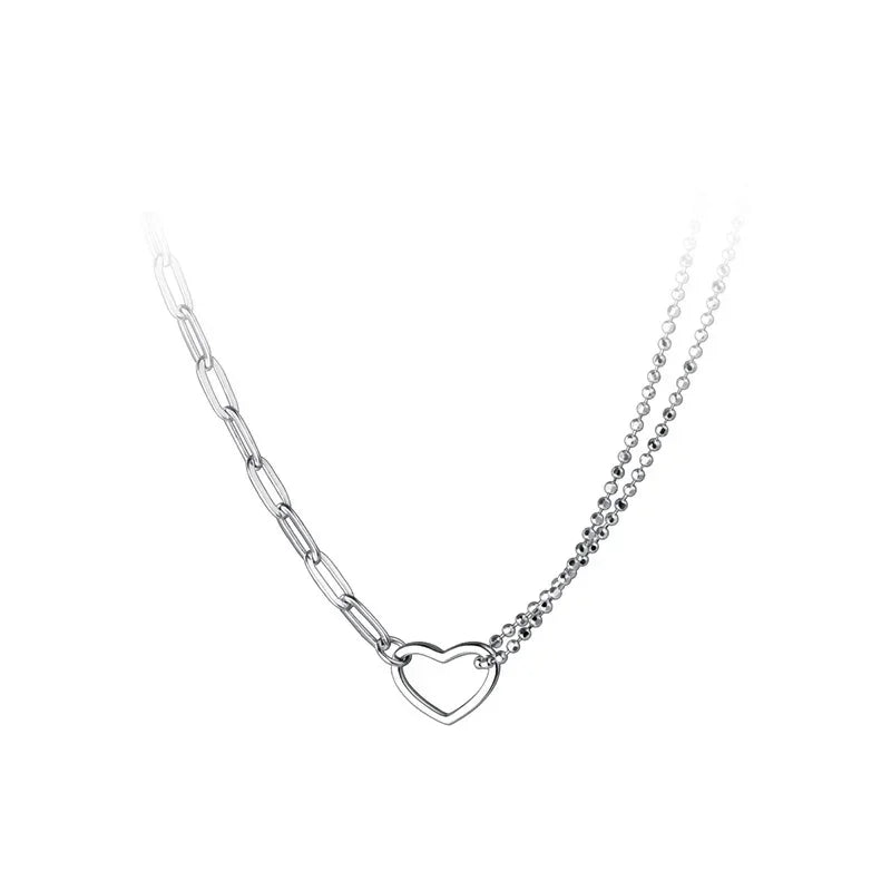 Collar Cadena de Bolitas con Corazón