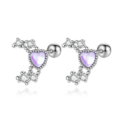 Aretes Luna y Corazón Brillantes