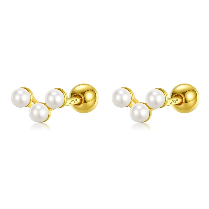 Aretes Perla con Barra o en V