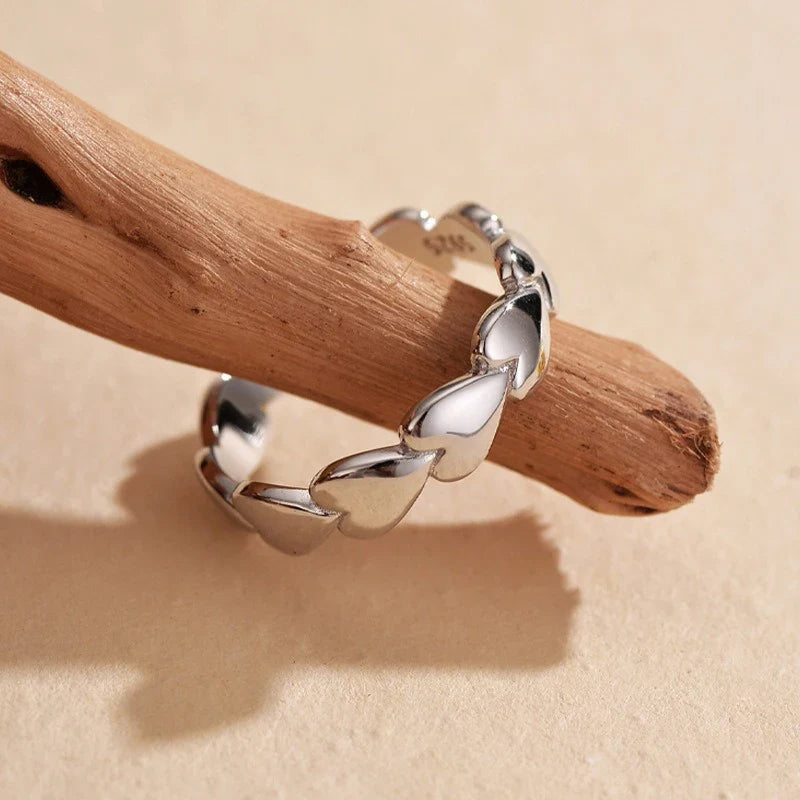 Anillo Corazón y Cruz Ajustable