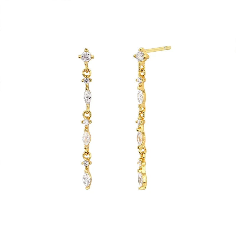 Aretes Largos de Cadena con Zirconias
