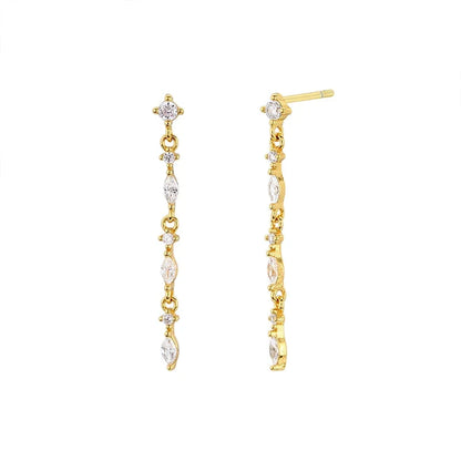 Aretes Largos de Cadena con Zirconias