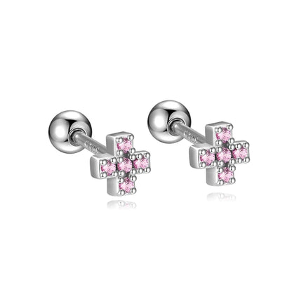 Aretes Cruz con Zirconias de Color