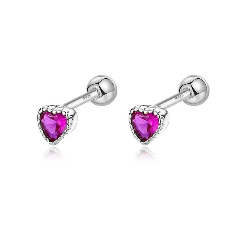 Aretes Zirconia de Color en Cuatro Formas con Rosca