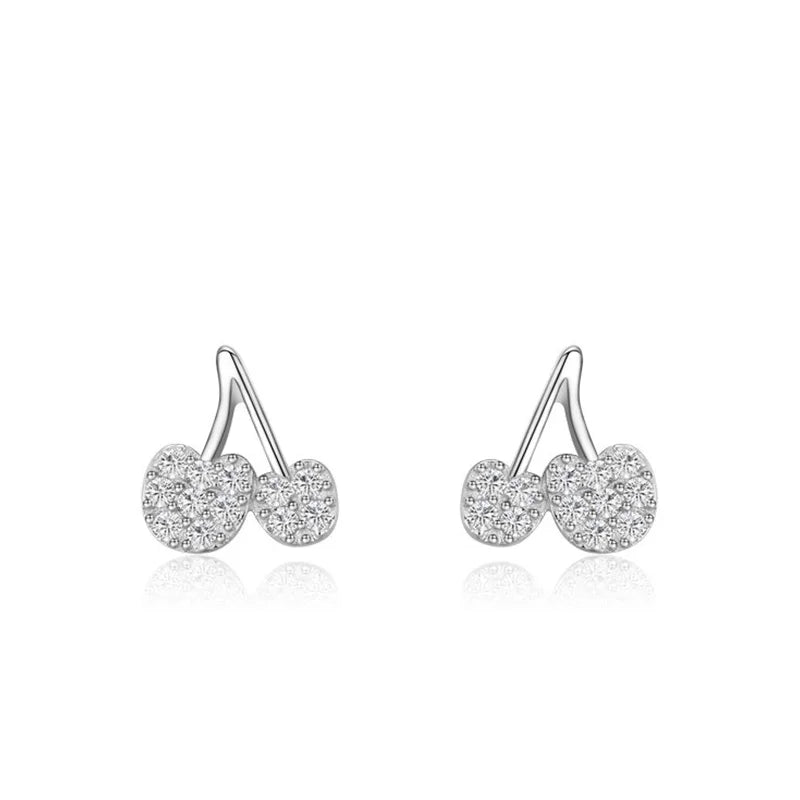 Aretes de Botón Cereza con Zirconias