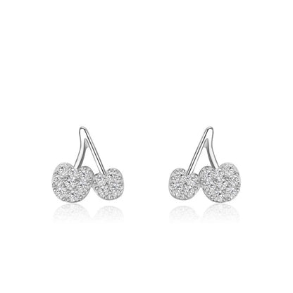Aretes de Botón Cereza con Zirconias