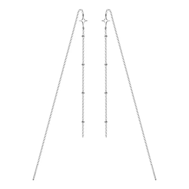 Aretes Largos de Cadena con Esferas