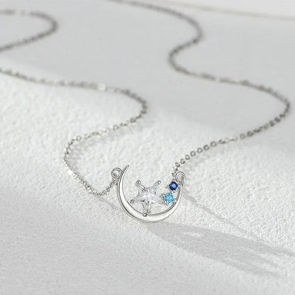 Collar Luna y Estrella con Zirconias de Colores