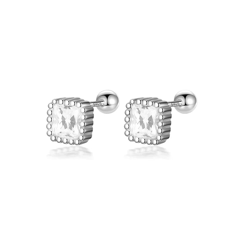 Aretes Cuadrados de Zirconia de Color