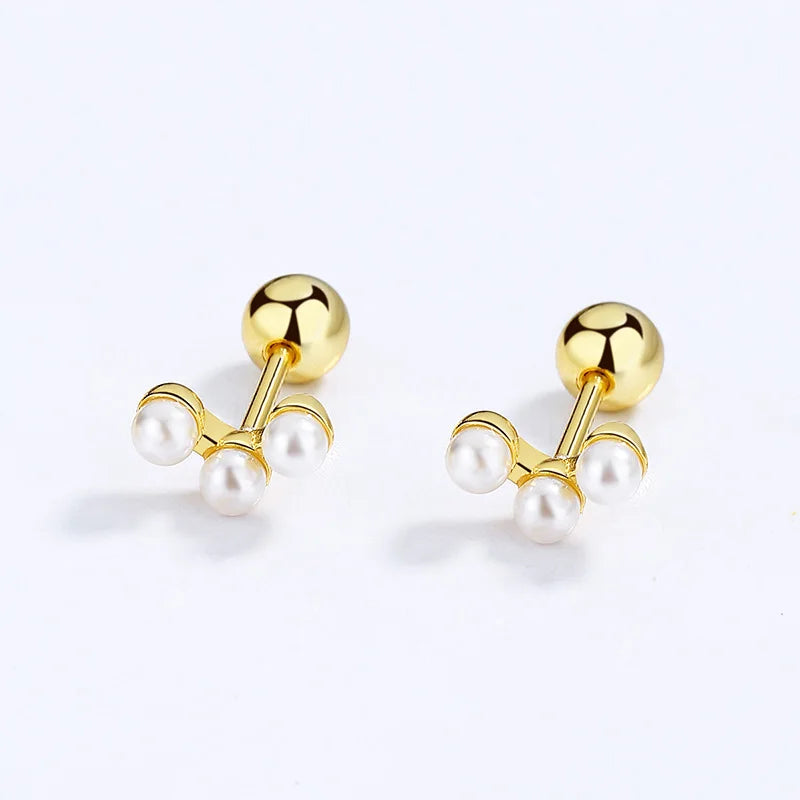 Aretes Perla con Barra o en V