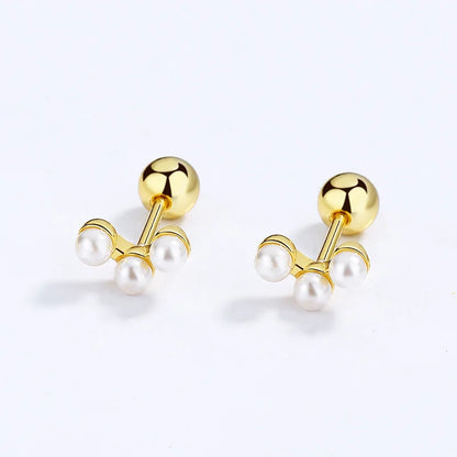 Aretes Perla con Barra o en V