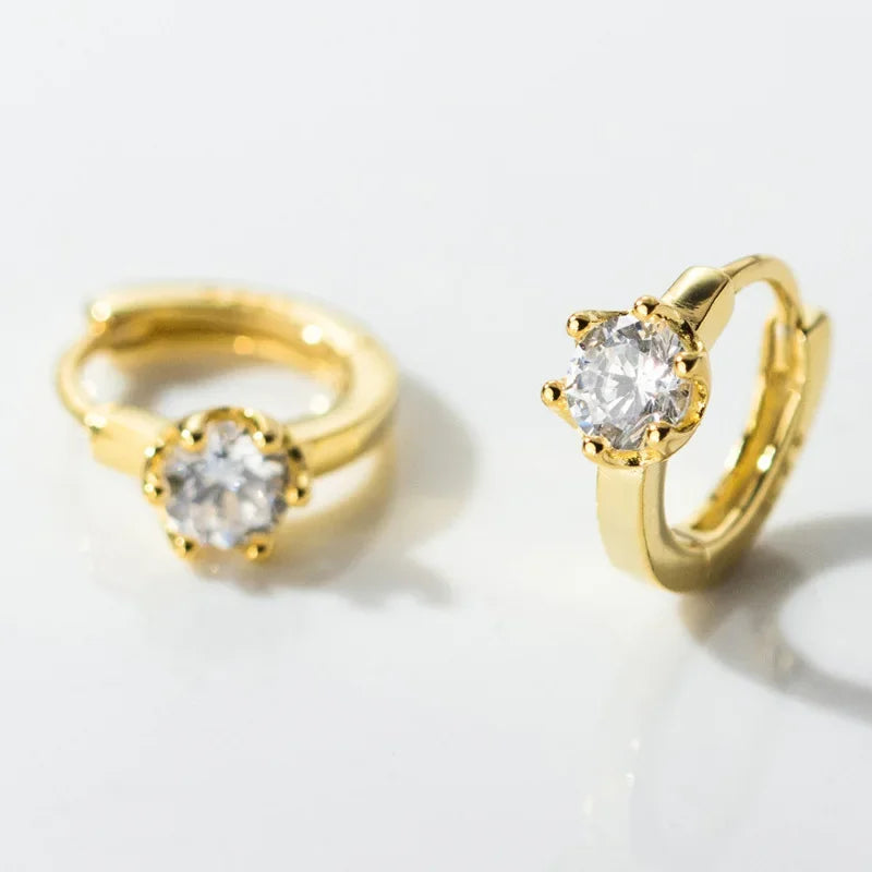 Arracadas Redondas con Zirconia Blanca o Verde
