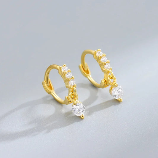 Arracadas Geométricas con Zirconia Colgante