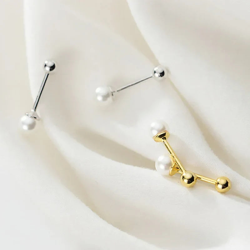 Aretes Mini Perla con Cierre de Rosca