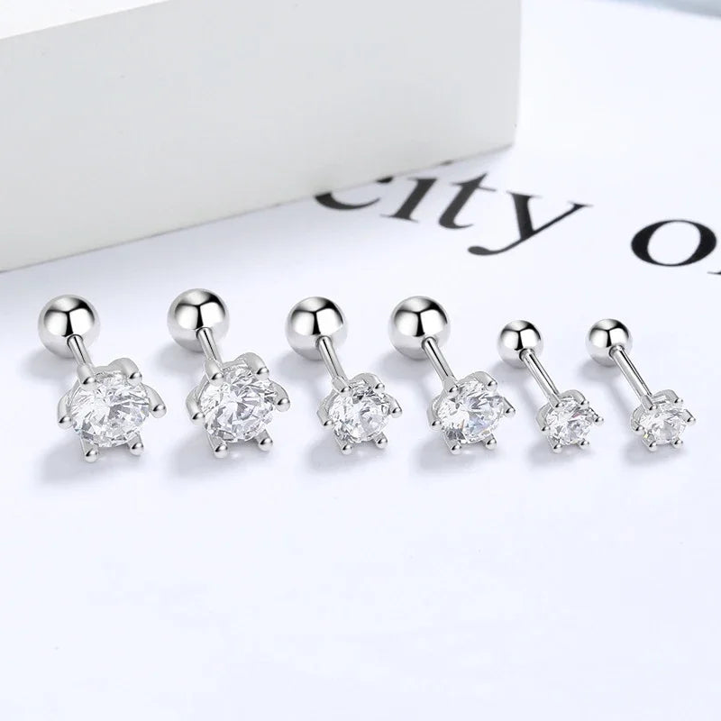 Aretes Botón Zirconia de Seis Garras