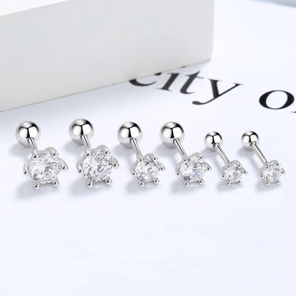 Aretes Botón Zirconia de Seis Garras
