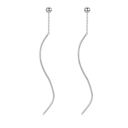 Aretes Largos de Ondas con Bolitas