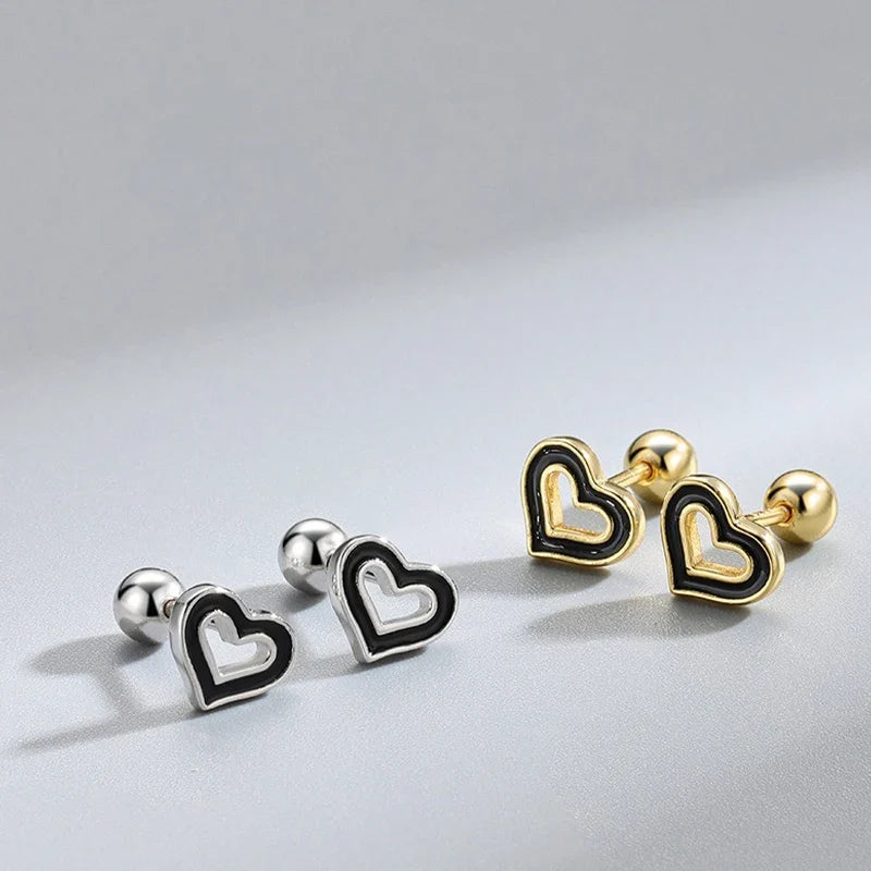 Aretes Corazón Calado de Color