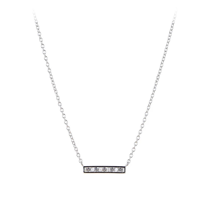 Collar Barra Cuadrada con Zirconias