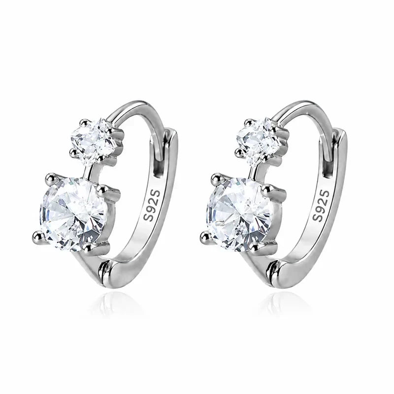 Aretes Doble Zirconia Redonda