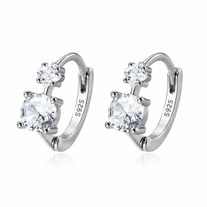 Aretes Doble Zirconia Redonda