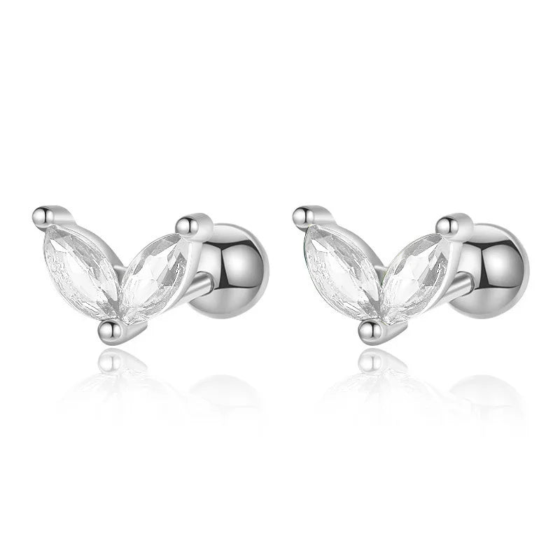 Aretes Zirconia de Color en Cuatro Formas con Rosca