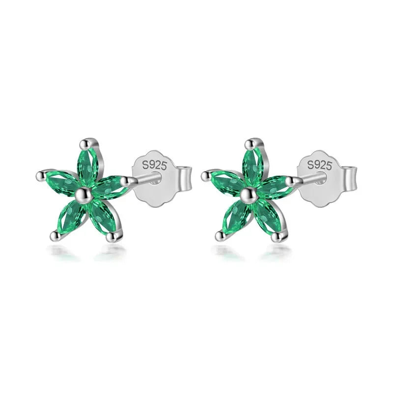 Aretes Flor con Zirconias de Color