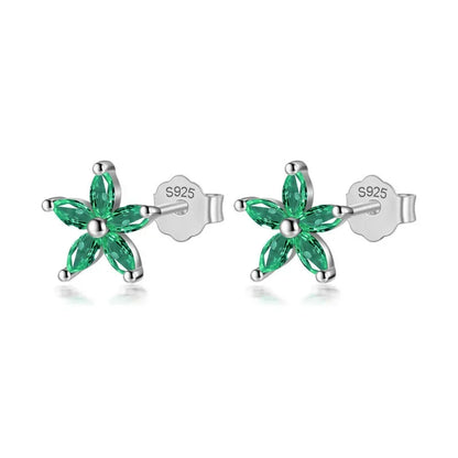 Aretes Flor con Zirconias de Color
