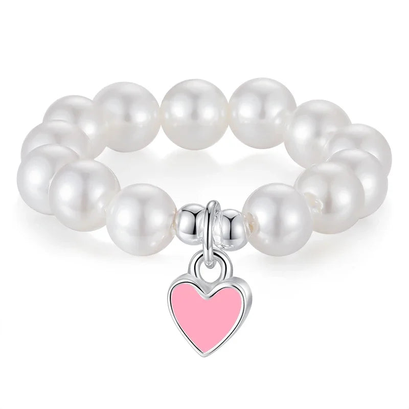 Anillo Abierto Corazón con Perla