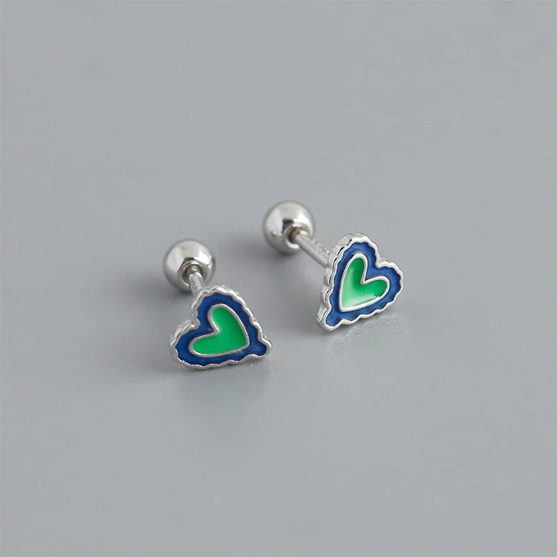 Aretes Corazón Esmaltado con Rosca