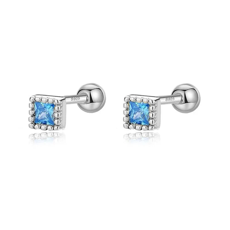 Aretes Zirconia de Color en Cuatro Formas con Rosca