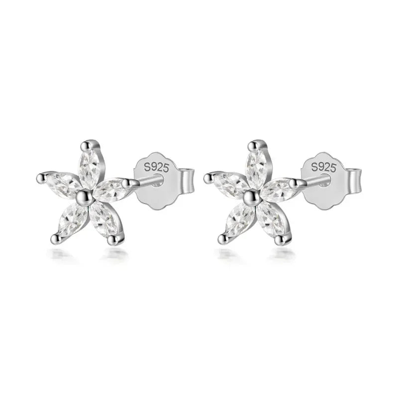 Aretes Flor con Zirconias de Color