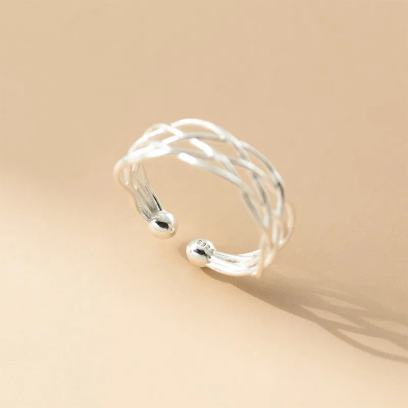 Anillo Abierto Tejido de Capas Cruzadas