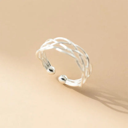 Anillo Abierto Tejido de Capas Cruzadas