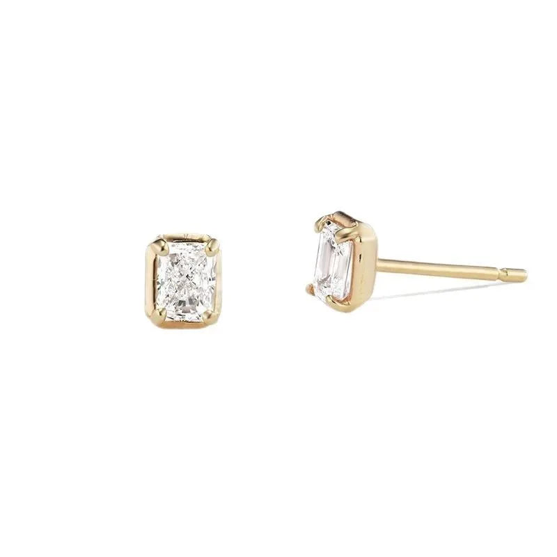 Aretes Botón Zirconia Cuadrada