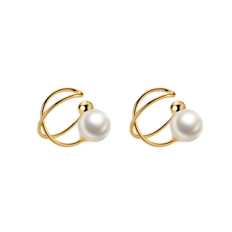 Aretes de Clip Cruz con Perla