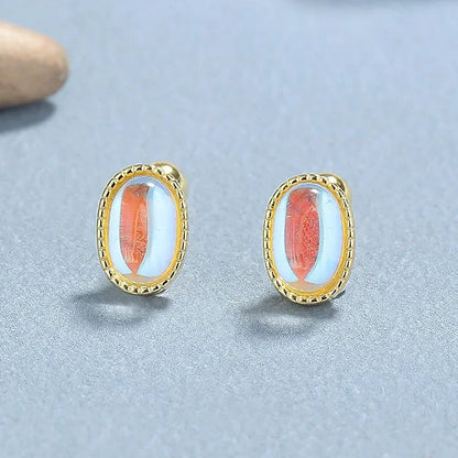 Aretes Ovalados con Piedra de Luna
