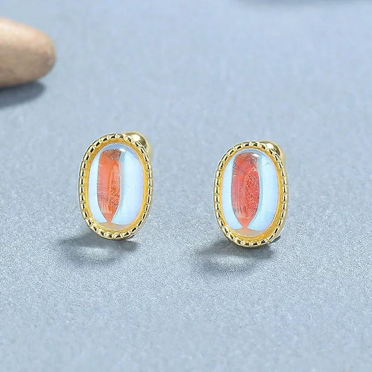 Aretes Ovalados con Piedra de Luna
