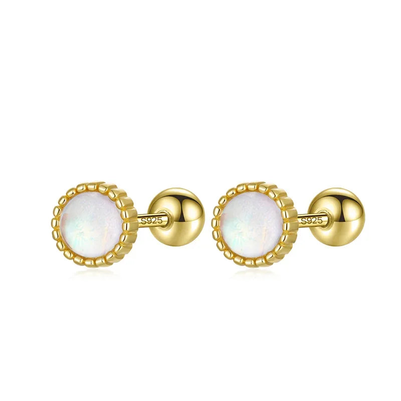 Aretes Piedra Luna Redonda
